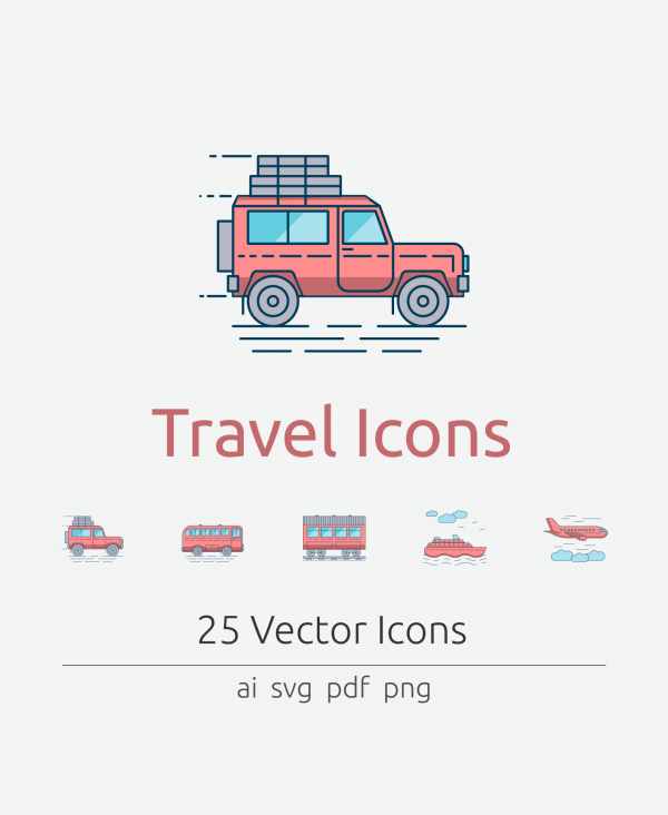 Travel Icons Colorized